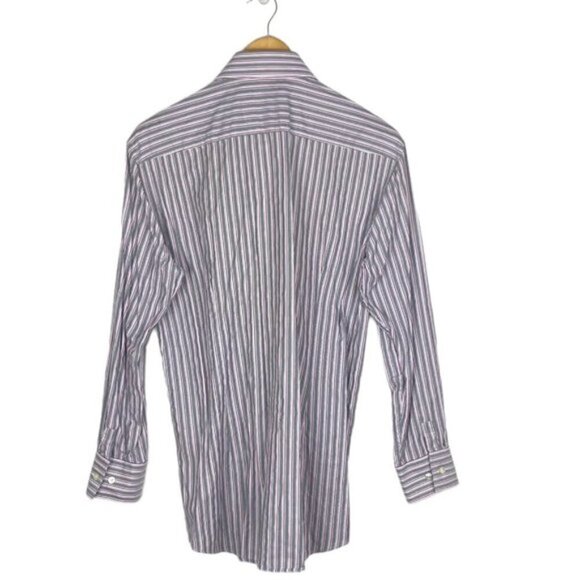 Hugo Boss Men's Purple Grey Striped Slim Fit Dress Shirt US 16 Size 41 - Picture 2 of 10